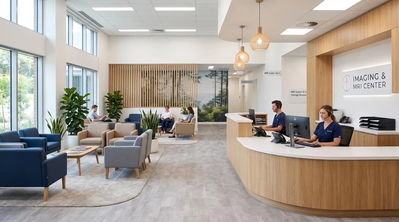 Reception and waiting area of an imaging and MRI center